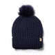 Only Curls Satin Lined Knitted Beanie Hat - Navy with Pom Pom