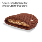 Only Curls Satin Lined Knitted Beanie Hat - Ella in Burnt Orange - Only Curls