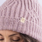 Only Curls Satin Lined Knitted Beanie Hat - Dusty Pink with Pom Pom - Only Curls