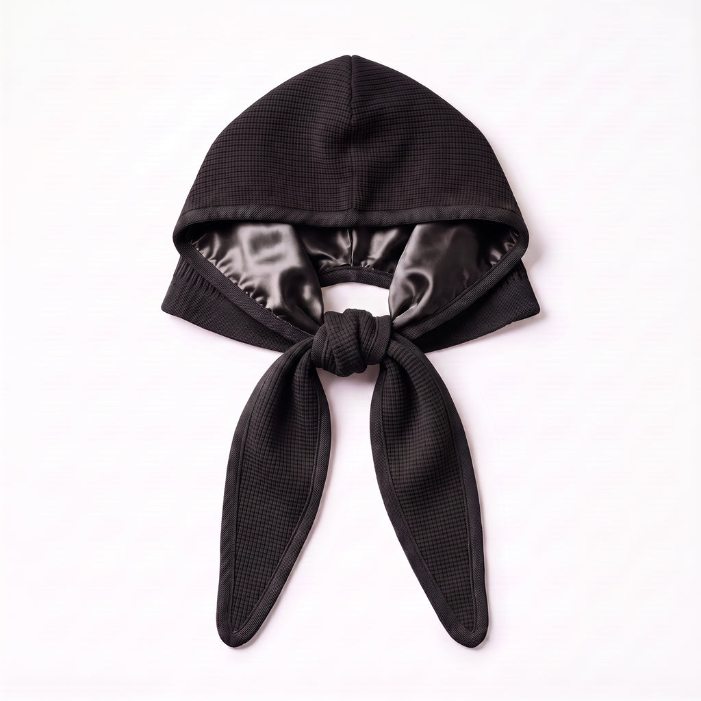 Only Curls Black Satin-Lined Hooded Scarf - Only Curls