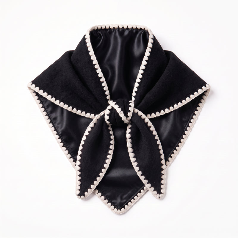 Satin Lined Blanket Stitch Triangle Scarf