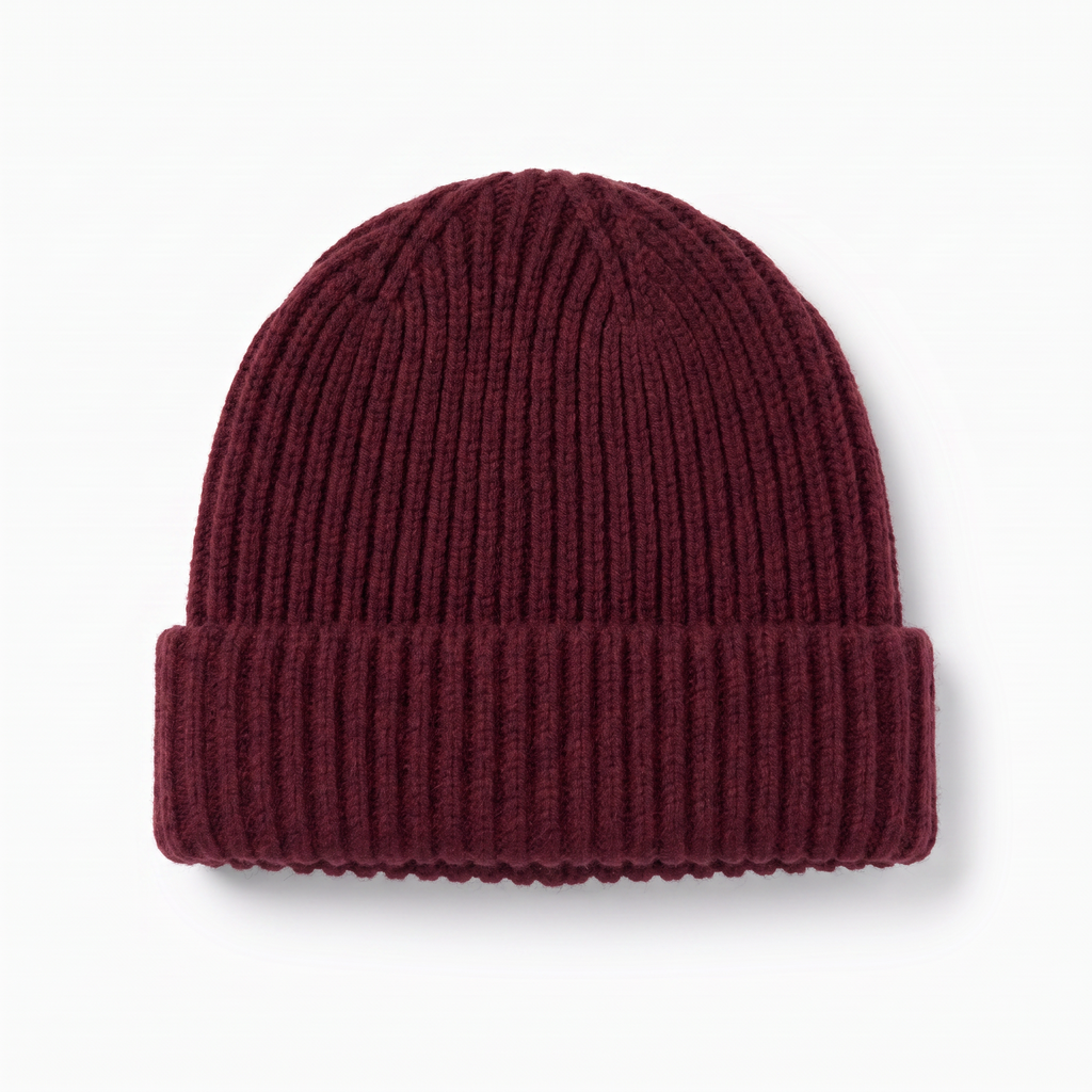 Only Curls Burgundy Chunky Knit Satin-Lined Beanie