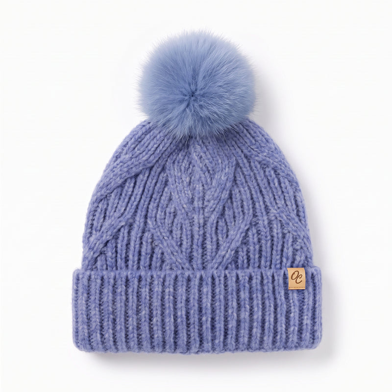 Dusty Cable Knit Satin Lined Beanie