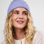 Only Curls Dusty Blue Cable Knit Satin-Lined Beanie - Only Curls