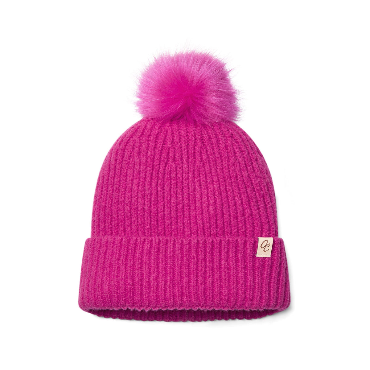 Only Curls Satin Lined Beanie with Pom - Carrie in Hot Pink