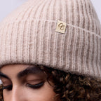 Only Curls Satin Lined Beanie with Pom - Carrie in Sand - Only Curls