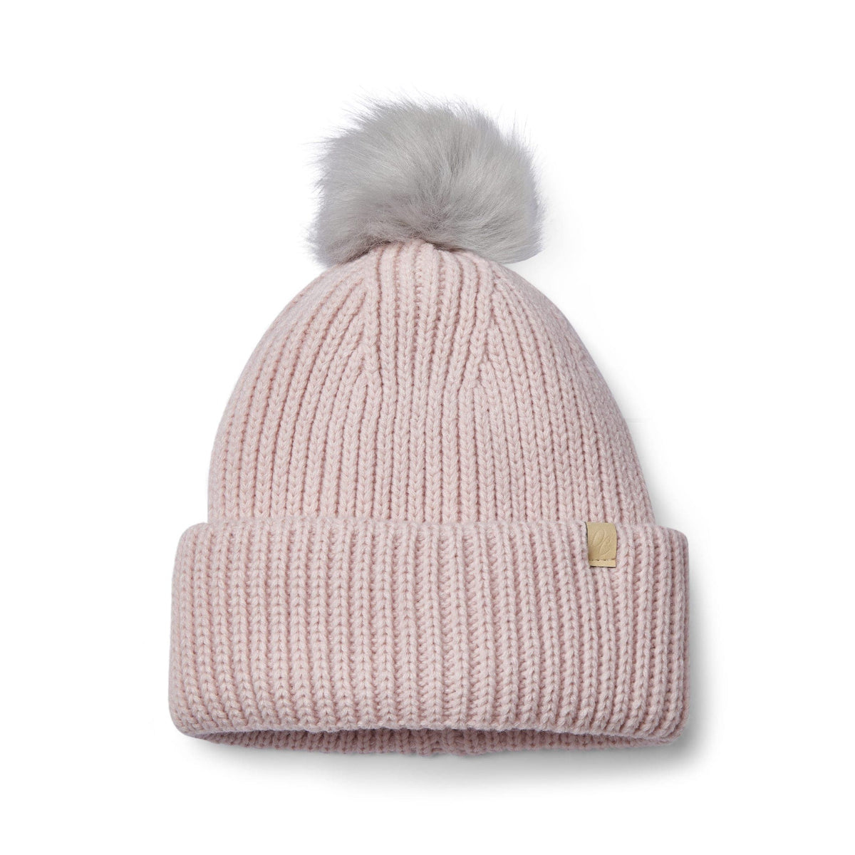 Only Curls Chunky Satin Lined Beanie - Dusty Pink with Pom Pom - Only Curls