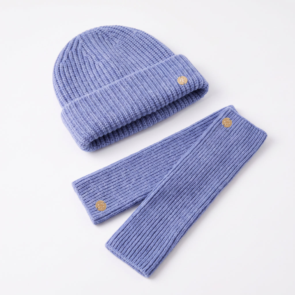 Only Curls Dusty Blue Super Soft Satin-Lined Beanie & Glove Set - Only Curls