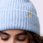 Only Curls Satin Lined Beanie - Ella in Light Blue - Only Curls