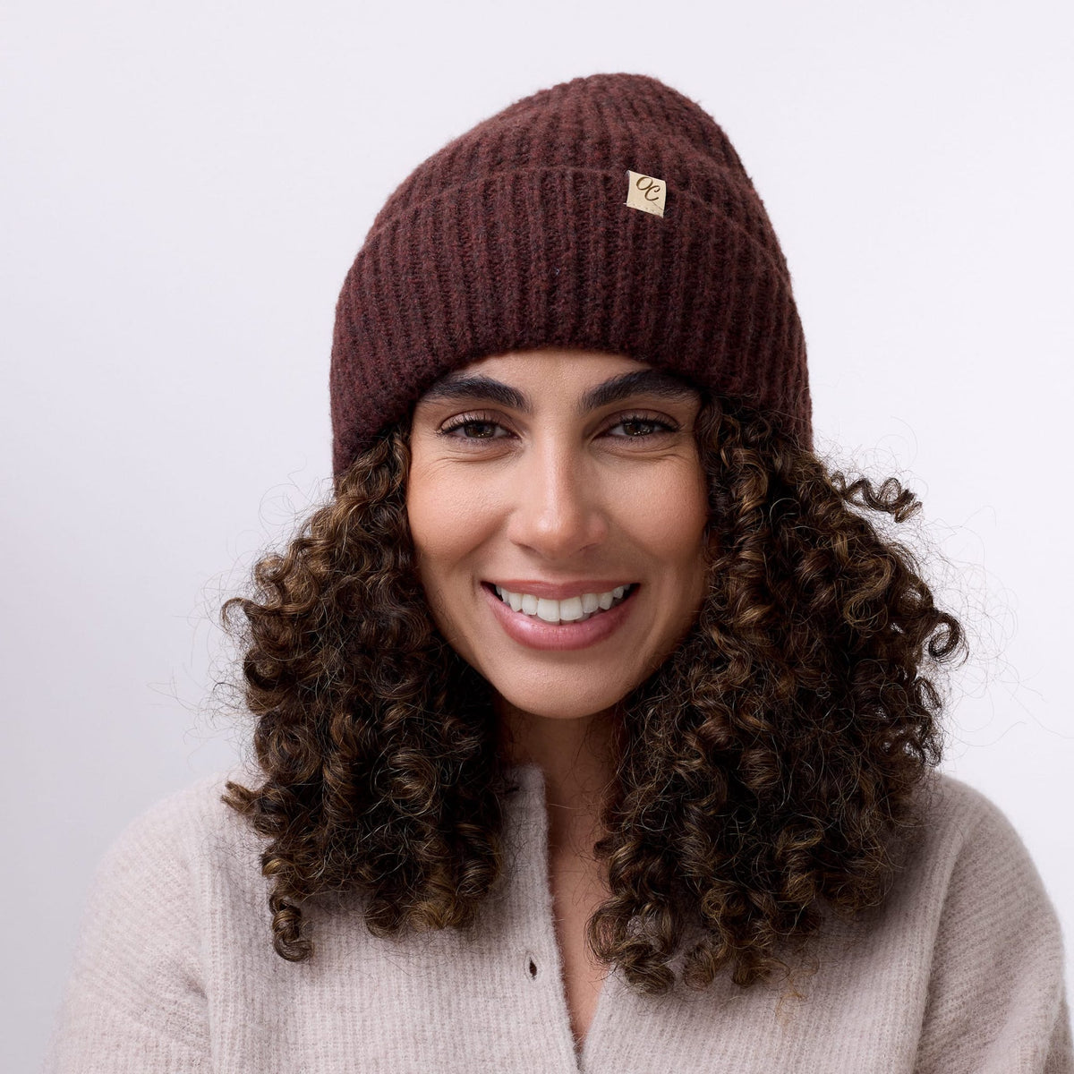 Only Curls Satin Lined Beanie - Ella in Burgundy - Only Curls
