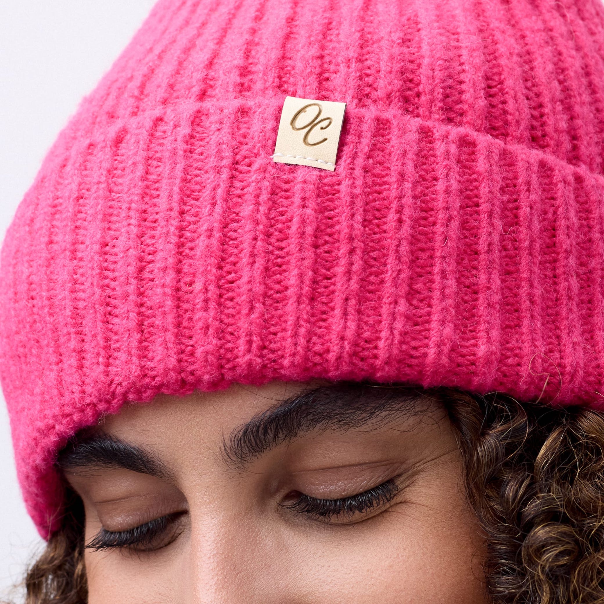 Only Curls Satin Lined Beanie - Ella in Hot Pink - Only Curls
