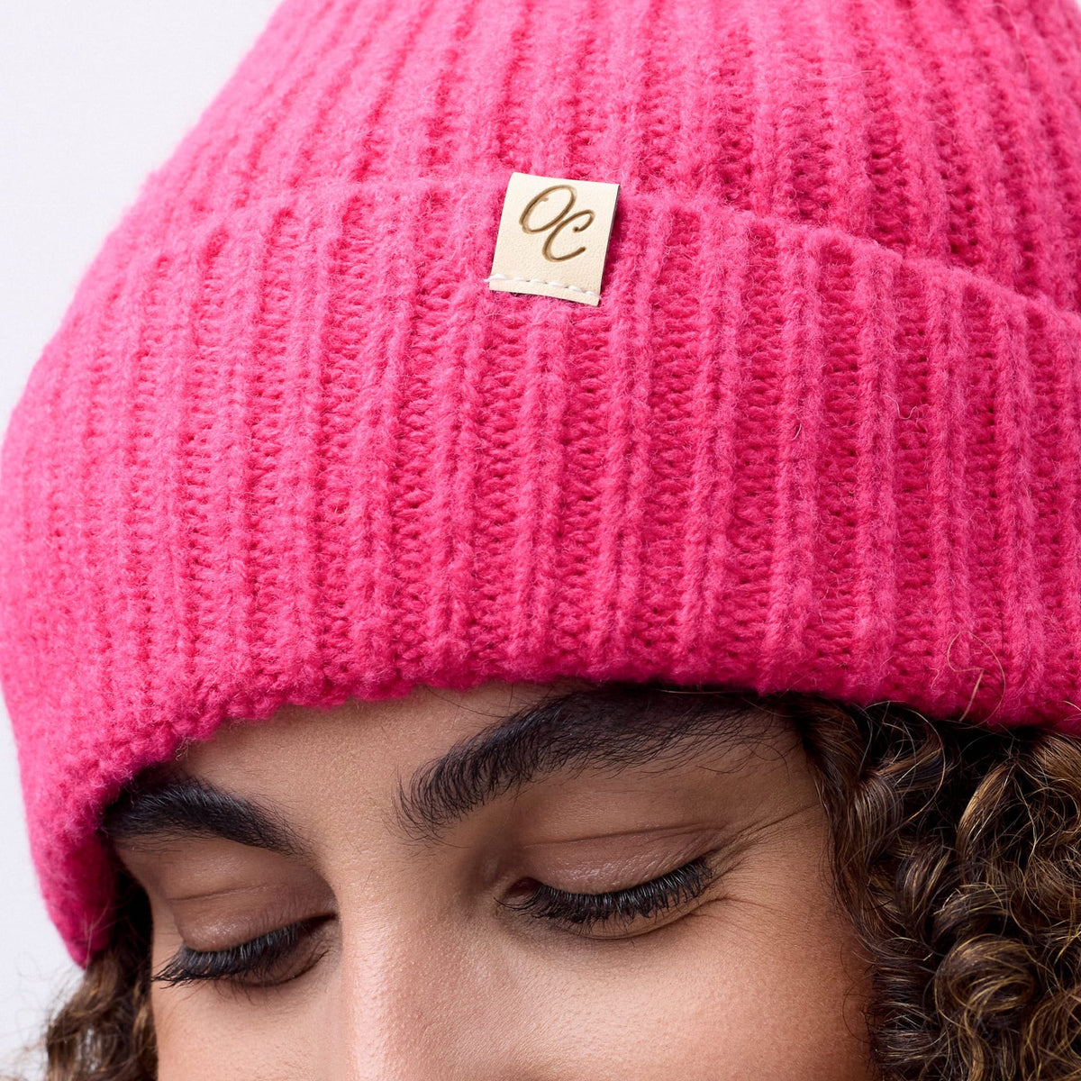 Only Curls Satin Lined Beanie - Ella in Hot Pink