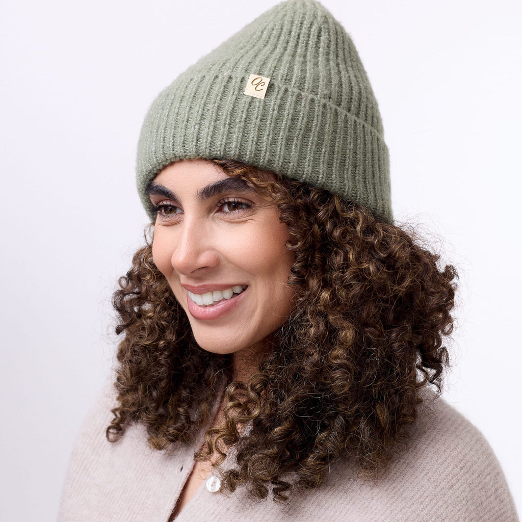 Only Curls Satin Lined Beanie - Ella in Olive - Only Curls