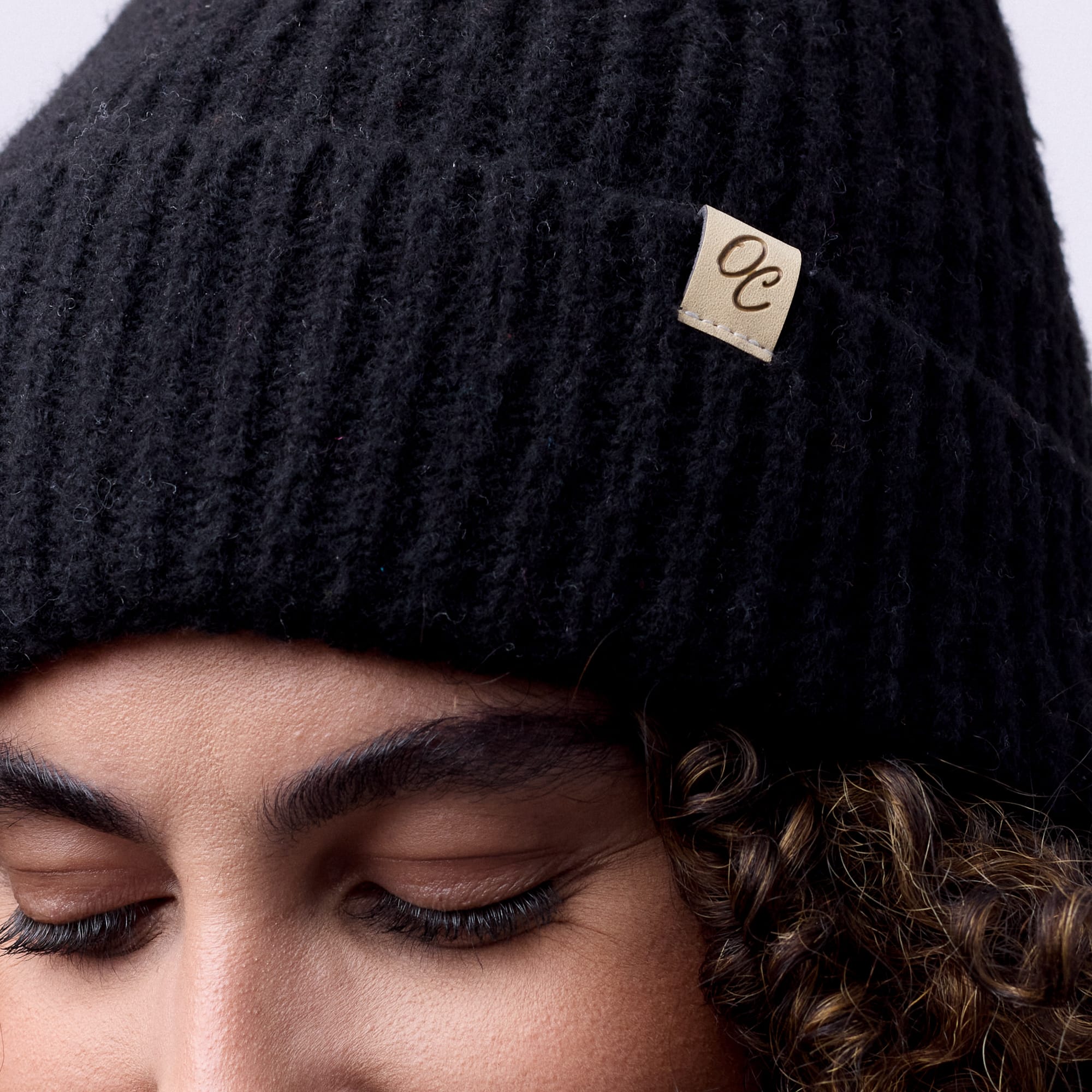 Only Curls Satin Lined Beanie - Ella in Black - Only Curls