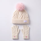 Little Curls Ivory Cable Knit Satin-Lined Beanie & Glove Set - Only Curls