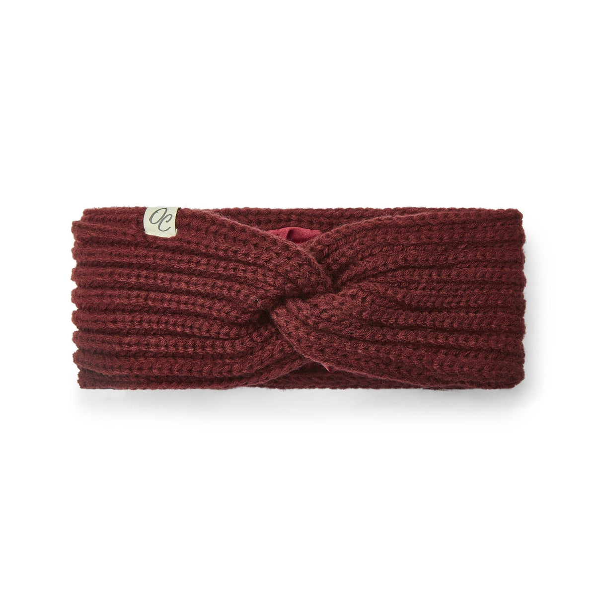 Only Curls Satin Lined Knitted Headband - Burgundy - Only Curls