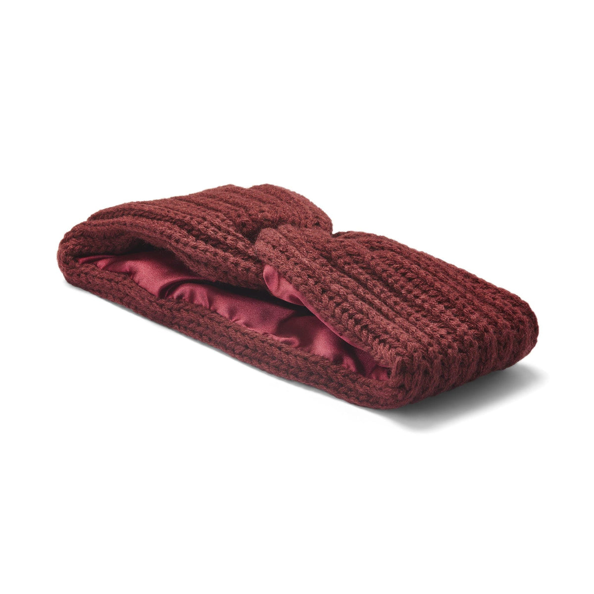 Only Curls Satin Lined Knitted Headband - Burgundy - Only Curls