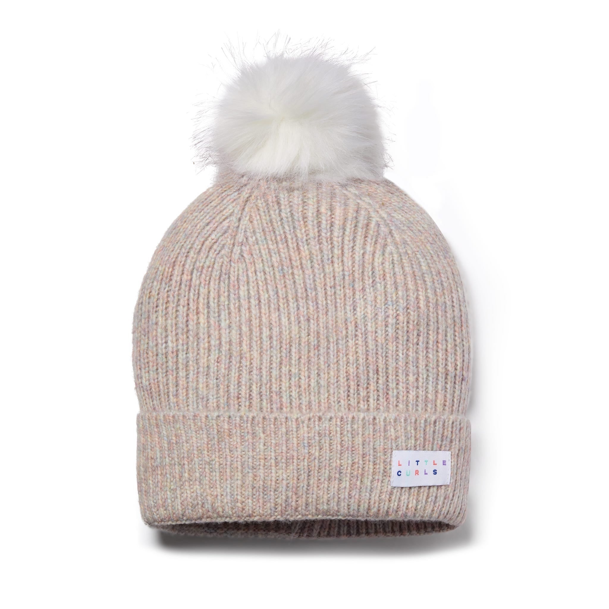 Little Curls Satin Lined Knitted Beanie Hat - Funfetti with Pom Pom - Only Curls