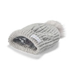 Little Curls Satin Lined Knitted Beanie Hat - Soft Grey with Pom Pom - Only Curls