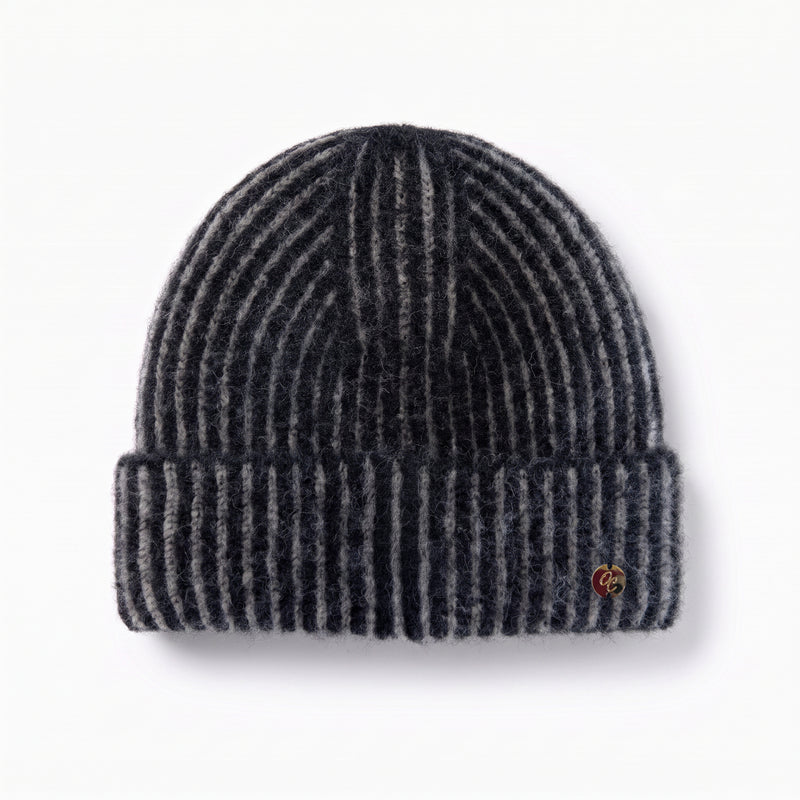 Monochrome Stripe Satin Lined Beanie