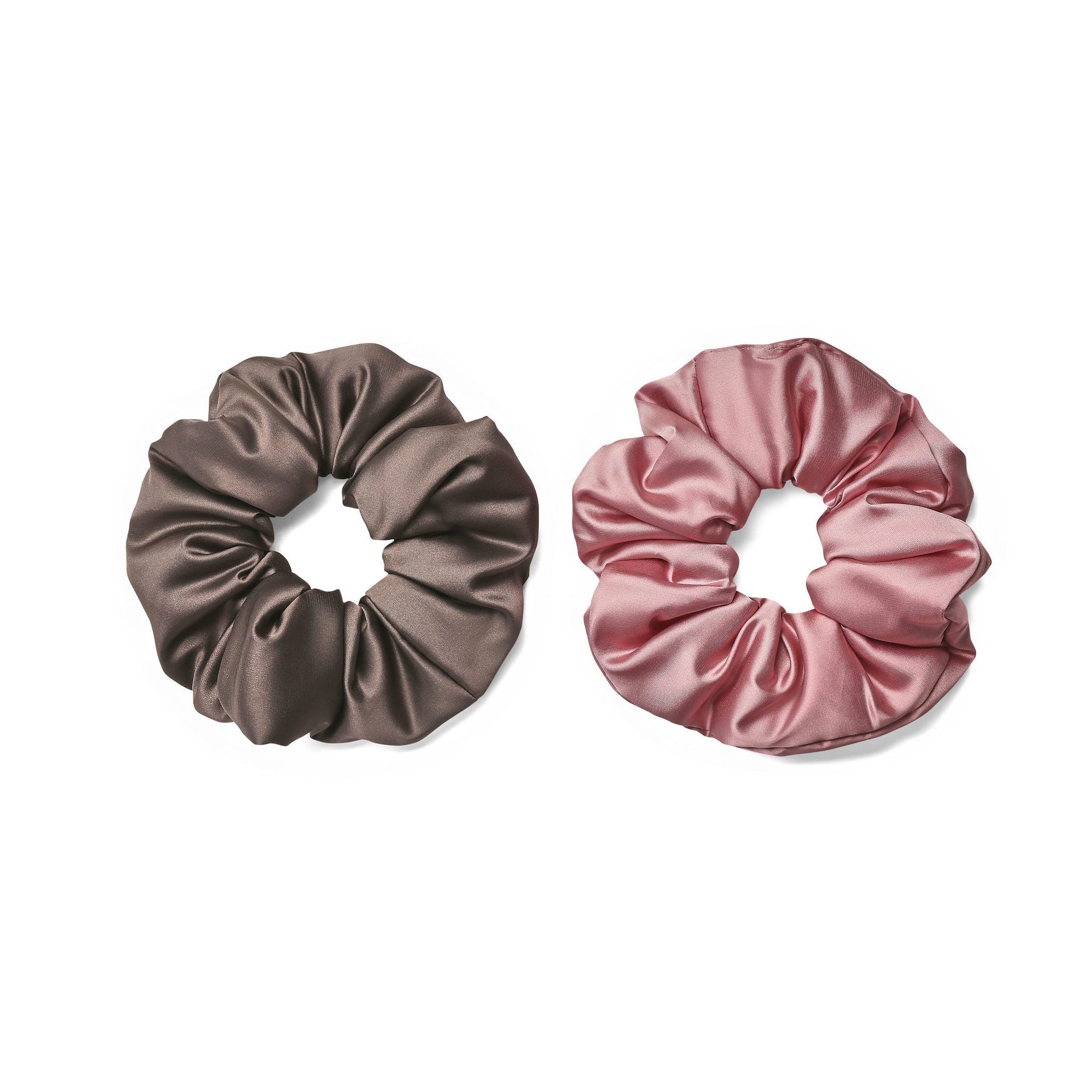 Satin Pillow Scrunchies Slate Grey Dusty Pink Twin Pack