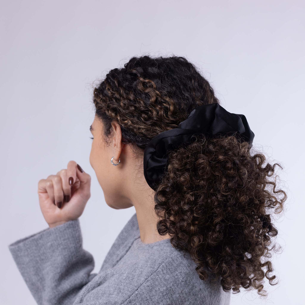 Only Curls Satin Pillow Scrunchies - Black and Bronze Twin Pack - Only Curls