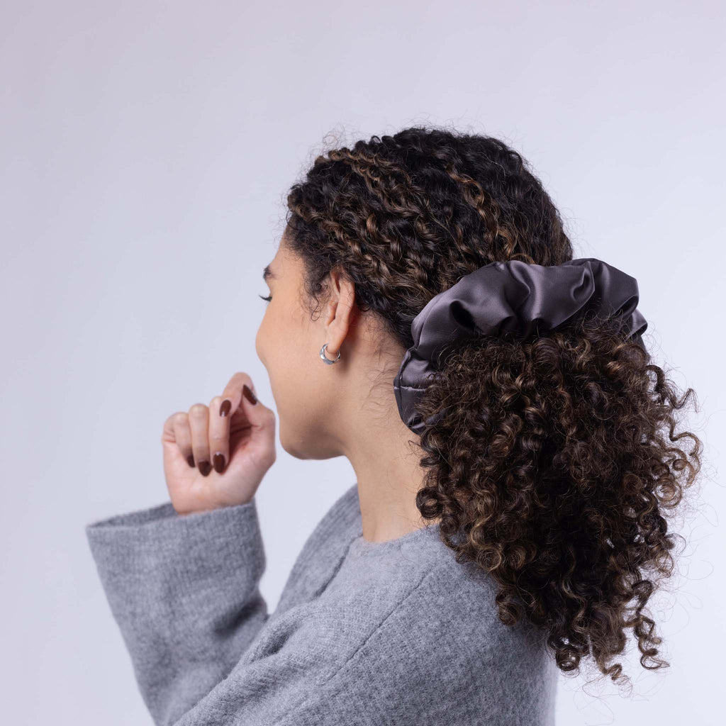 Only Curls Satin Pillow Scrunchies - Slate Grey and Dusty Pink Twin Pack - Only Curls