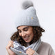Only Curls Satin Lined Pom Beanie and Snood Set - Sadie in Grey