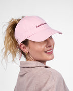 Satin Lined Baseball Hat (open back bow) - Dusty Pink Naturally Curly