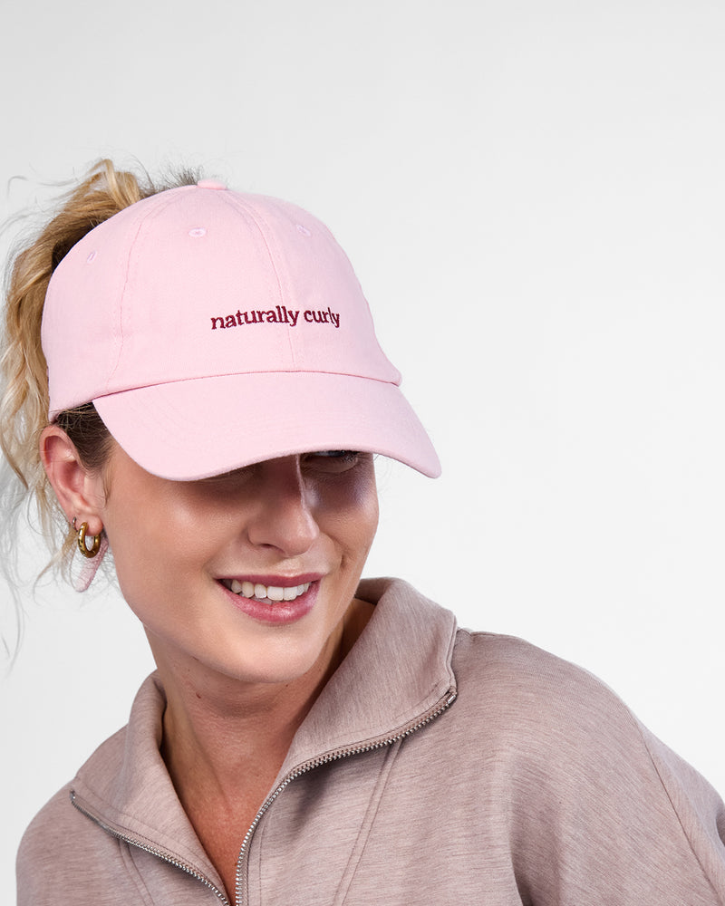 Satin Lined Baseball Hat Dusty Pink Naturally Curly