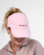 Satin Lined Baseball Hat (open back bow) - Dusty Pink Naturally Curly