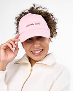 Satin Lined Baseball Hat (open back bow) - Dusty Pink Naturally Curly