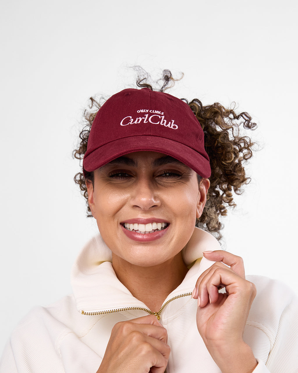 Satin Lined Baseball Hat (open back) - Burgundy Curl Club