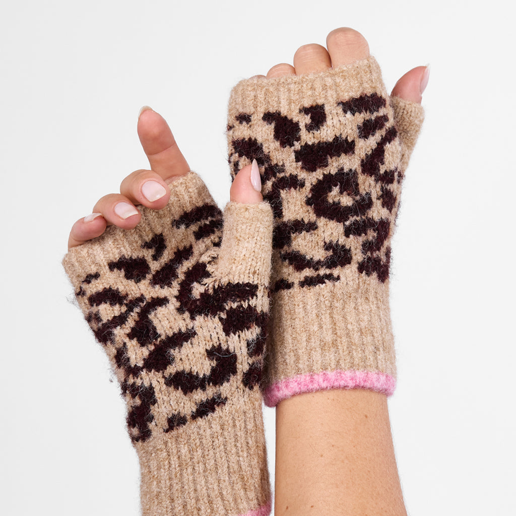 Only Curls Leopard Satin-Lined Beanie & Glove Set - Only Curls