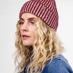 Only Curls Burgundy Stripe Satin-Lined Beanie - Only Curls