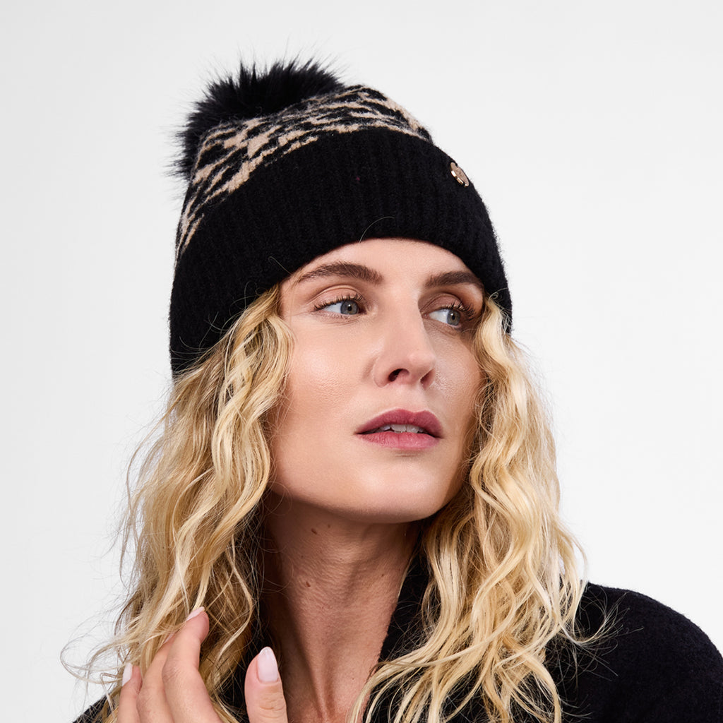 Only Curls Fluffy Leopard Satin-Lined Beanie - Only Curls