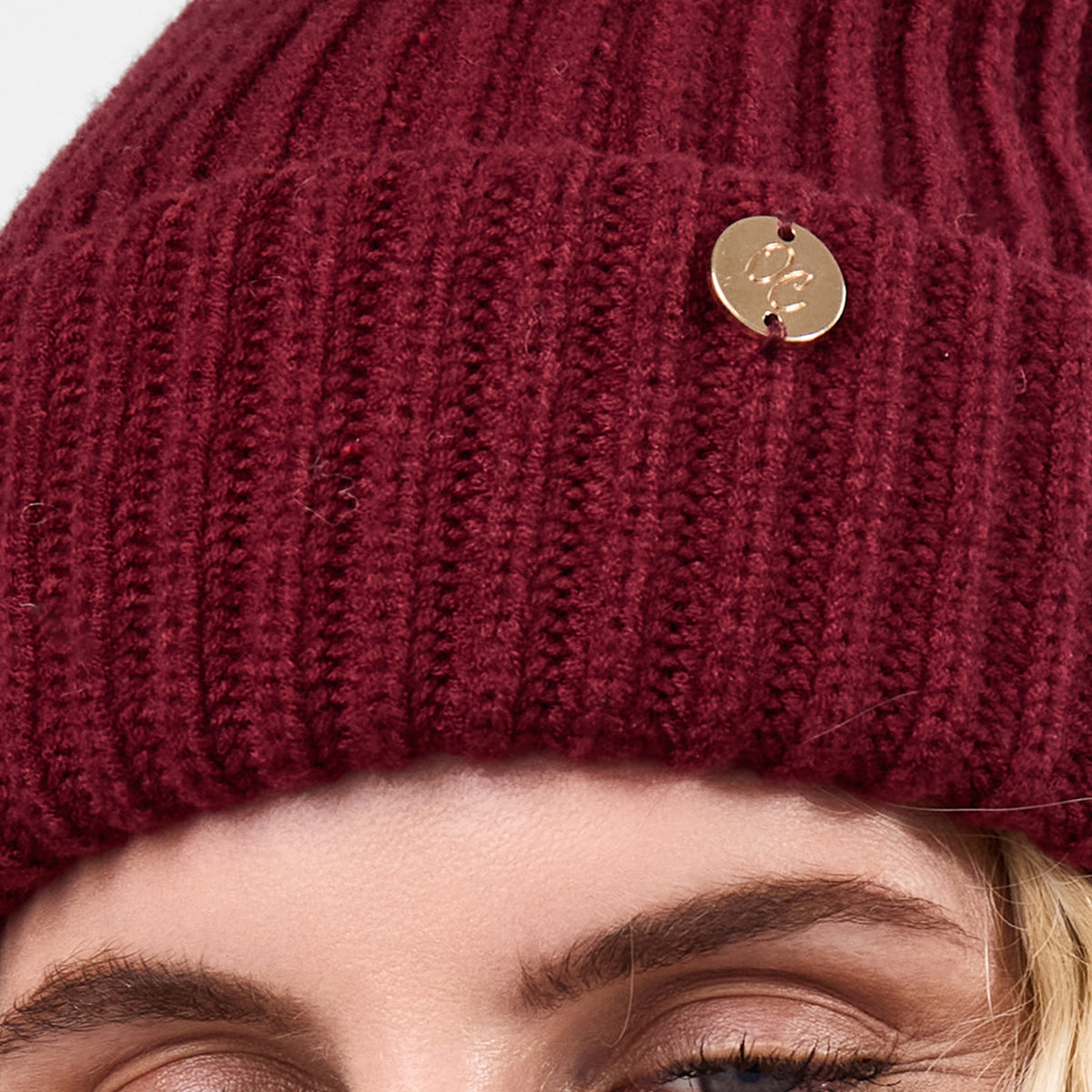 Only Curls Burgundy Chunky Knit Satin-Lined Beanie - Only Curls