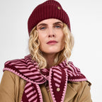 Only Curls Burgundy Stripe Satin-Lined Triangle Scarf - Only Curls