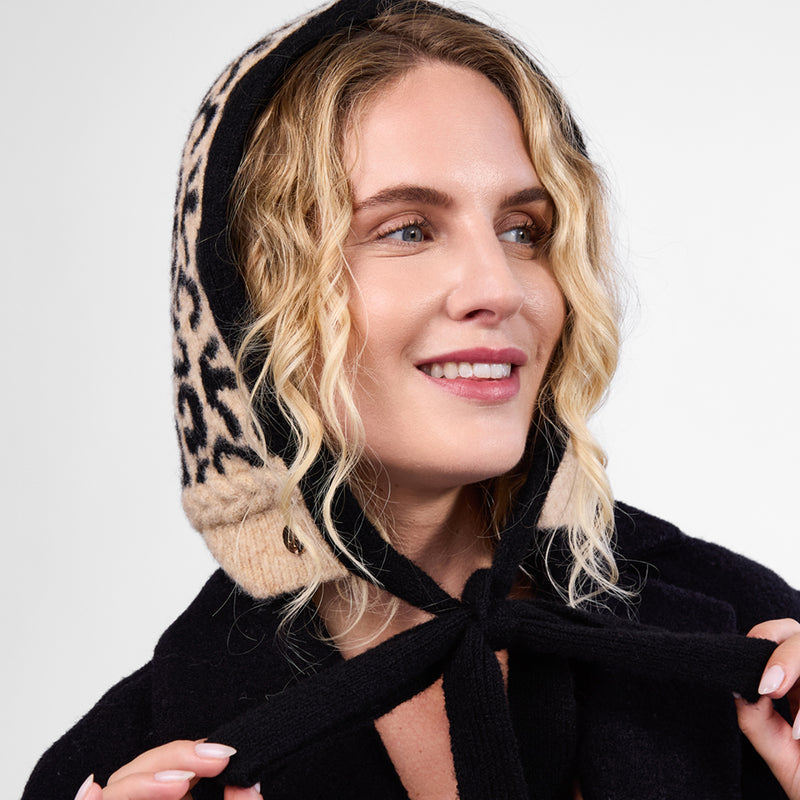 Fluffy Leopard Satin Lined Hood