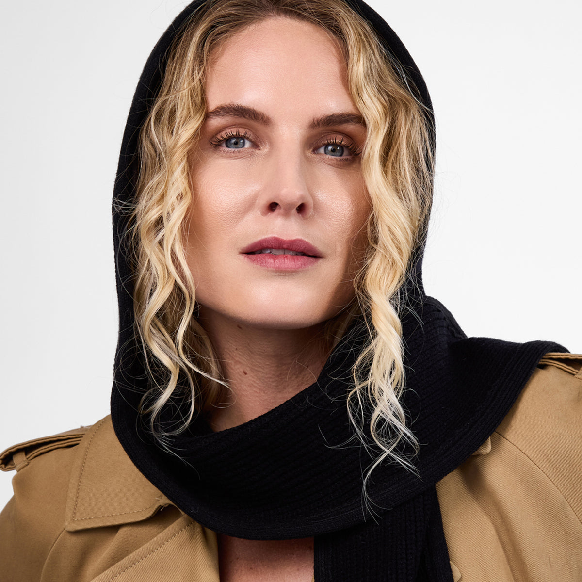 Only Curls Black Satin-Lined Hooded Scarf - Only Curls