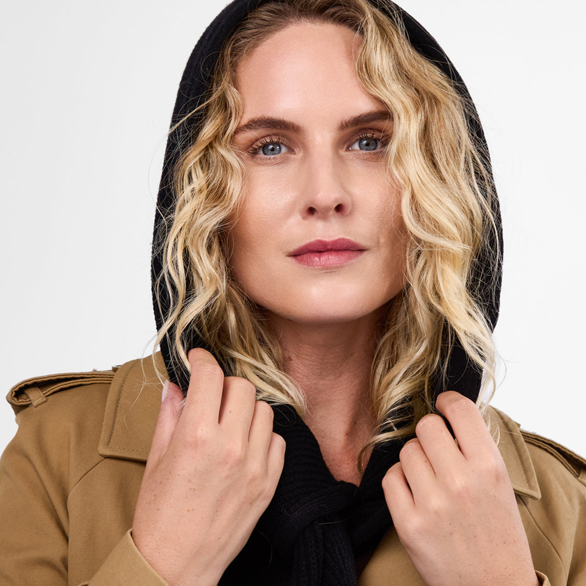 Only Curls Black Satin-Lined Hooded Scarf - Only Curls