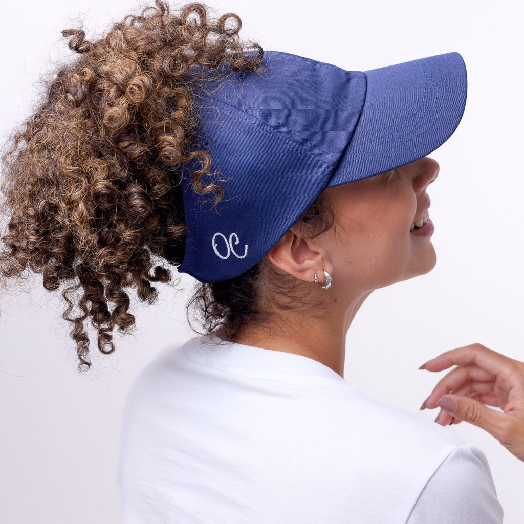 Hat Only Line Only Curls Satin Lined Baseball Hat (with open back) - Navy