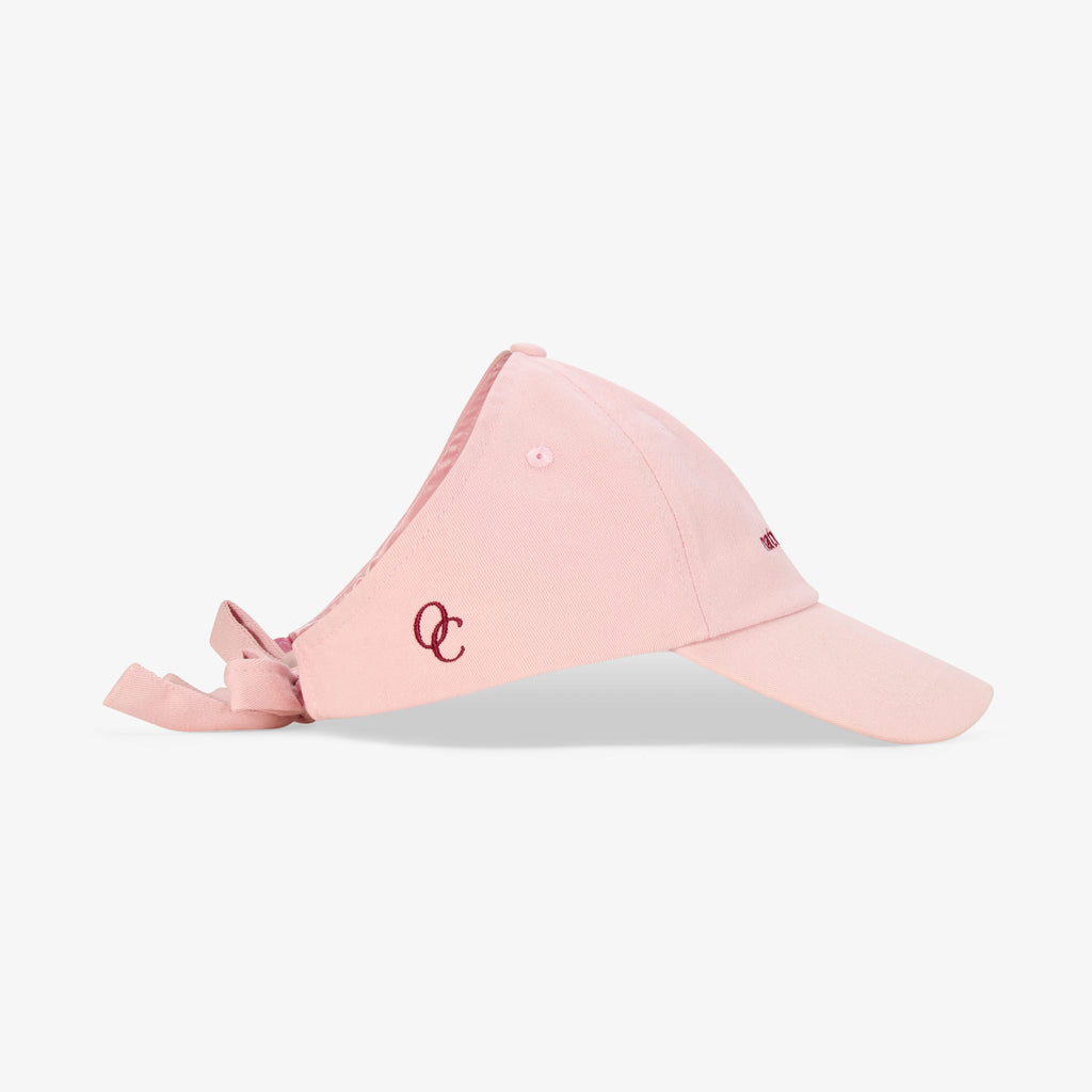 Satin Lined Baseball Hat (open back bow) - Dusty Pink Naturally Curly