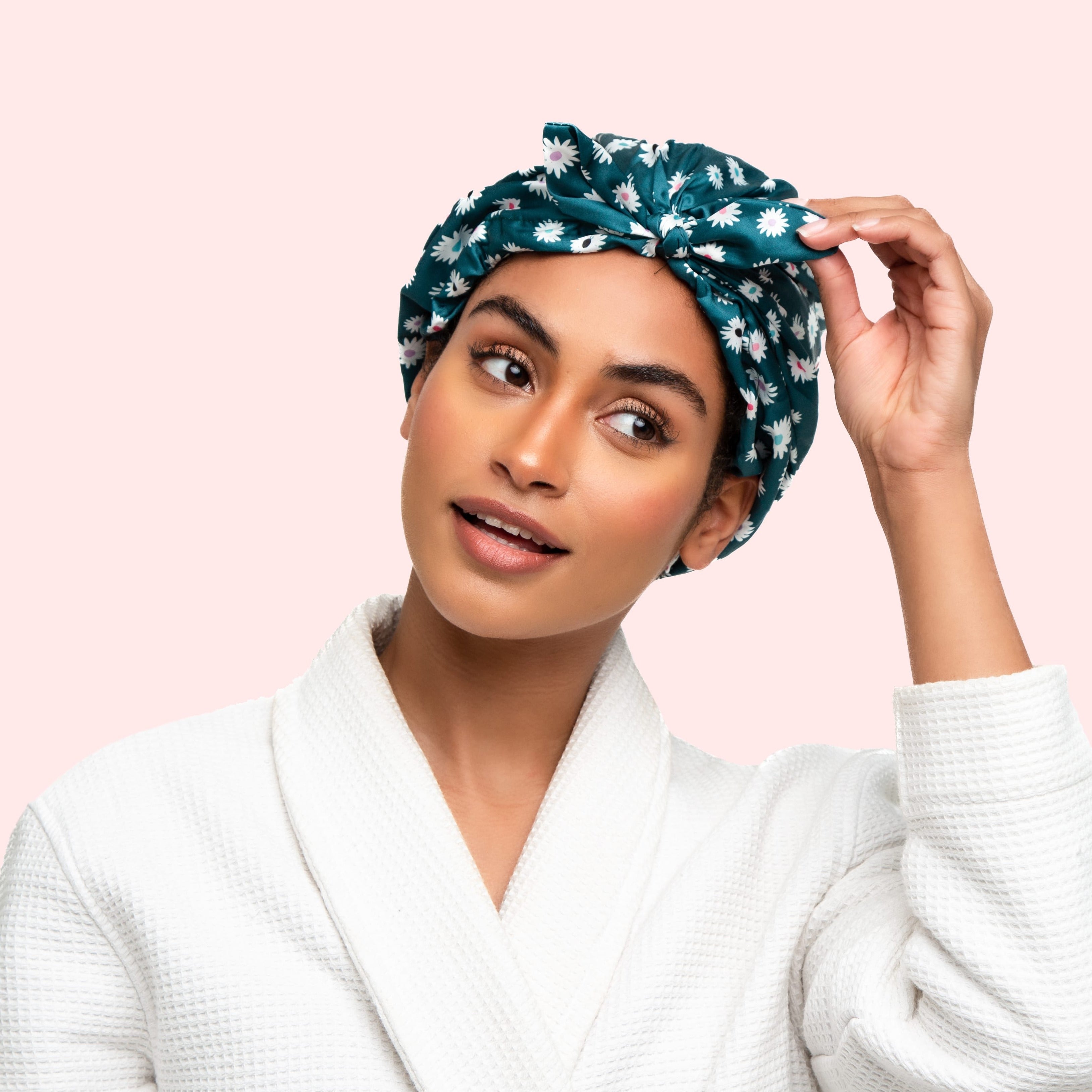 Only Curls Satin Sleep Turban Deep Green Daisy1