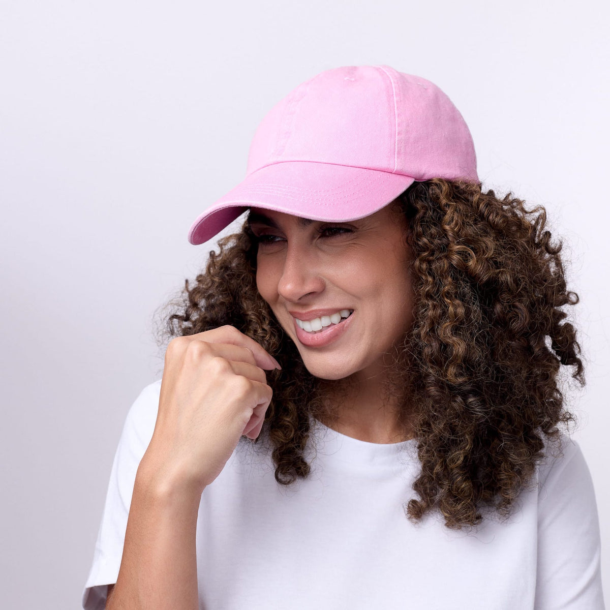Only Curls Satin Lined Baseball Hat Washed Pink