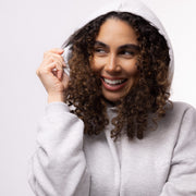 Only Curls Satin Lined Hoodie, Relaxed Fit - Grey Marl