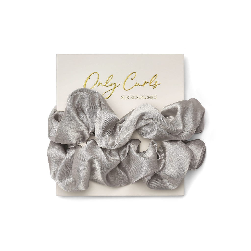 Only Curls Silk Scrunchies - Silver - Only Curls