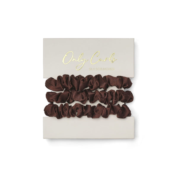 Only Curls Silk Scrunchies - Brunette Mini