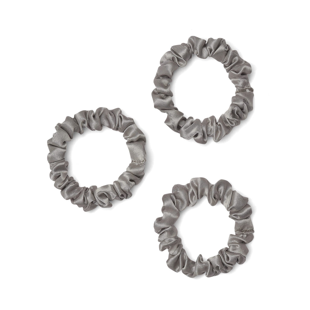 Only Curls Silk Scrunchies - Silver Mini