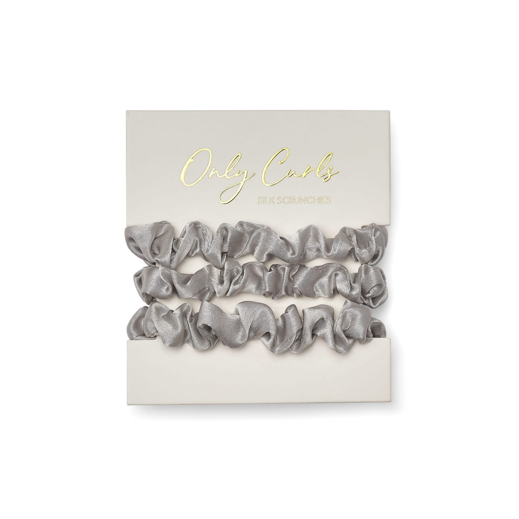 Only Curls Silk Scrunchies (Mini) - Silver - Only Curls